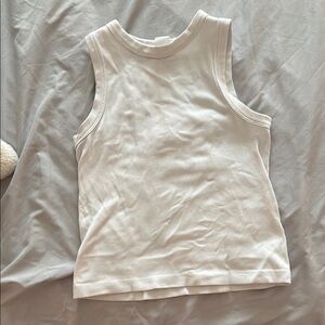 Cream Fitted Ribbed Muscle Tee